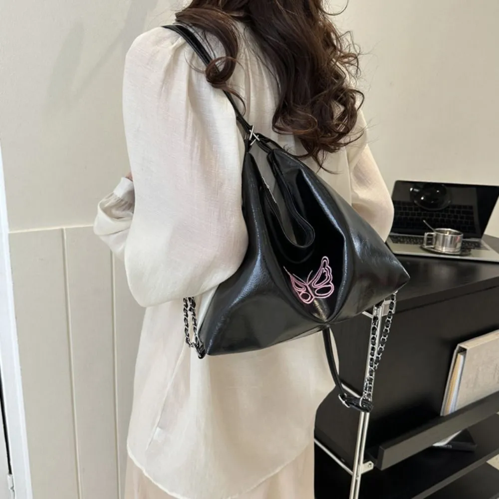 Multifunktionale PU-Lederkette Schultertasche Dual Purpose Korean Style All-Match Große Kapazität Einkaufstasche Geschenk_voghion.com