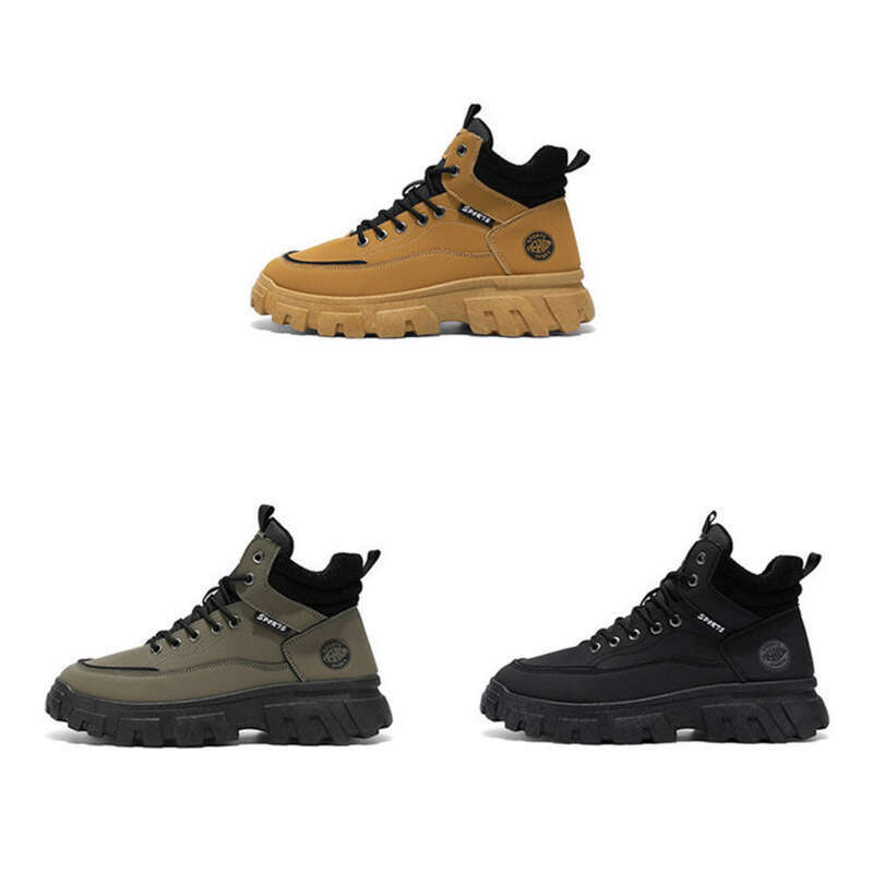 Efterår High Top Martin Herre Arbejdssko Trendy Og Alsidige Tykke Såler Britiske Støvler Korte Vandrestøvler_voghion.com