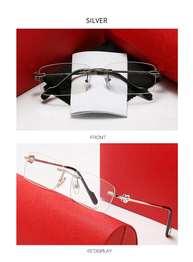 Wholesale Rimless Fashion hardware Series Sunglasses Metal driving glasses High Quality Designer UV400 rectangular shape_voghion.com