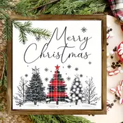 20x20 cm rustik träskylt med texten "God Jul" - julgransdekoration för vardagsrum/sovrum, lätt och polerad, juldekoration_voghion.com
