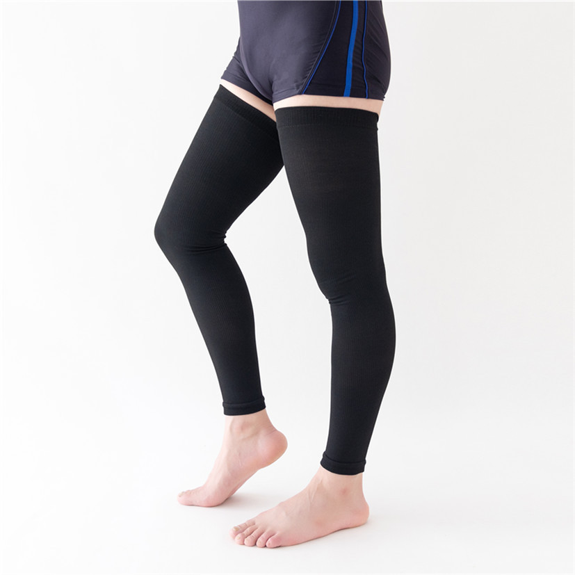 Calze lunghe sopra il ginocchio taglie forti per uomo e donna, calze a compressione in nylon a punta aperta per tutte le stagioni, anti-varici_voghion.com