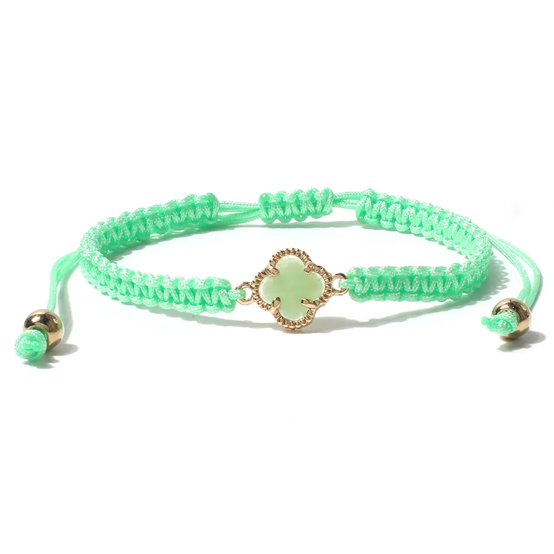 KDC869 großhandel mode handgemachte glück Vierblättriges Kleeblatt Blume charme armband rame seil schmuck frauen string mädchen_voghion.com