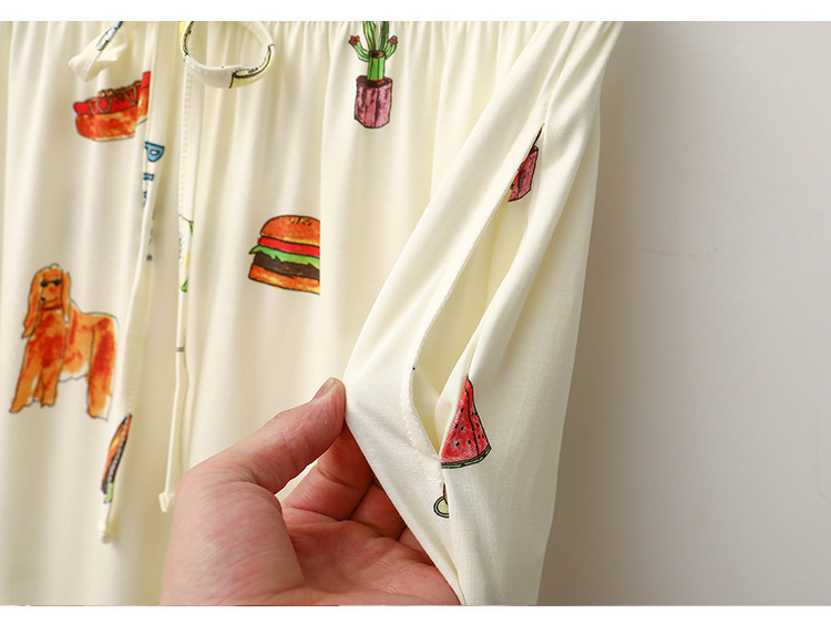 Nachtwäsche für Damen Modaler Pyjama für Damen, Burger, Eiscreme, kurzärmelige Hose, süße Heimkleidung_voghion.com