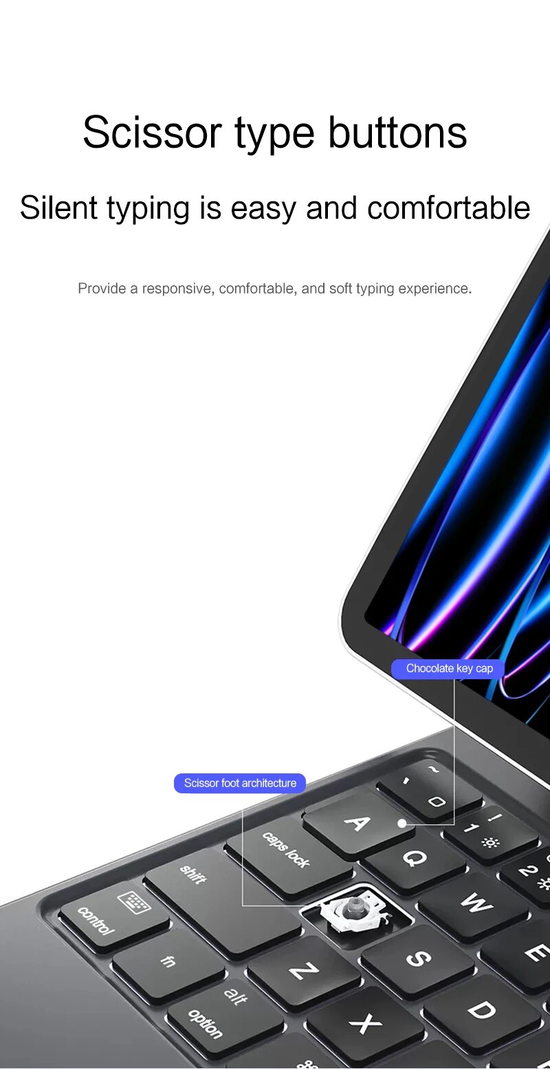 TrackPad Magic Keyboard For iPad Pro 11 2022-2018 Air 5 4 10.9 Air4 Air5 Tablet Case Arabic Hebrew French German Portuguese_voghion.com