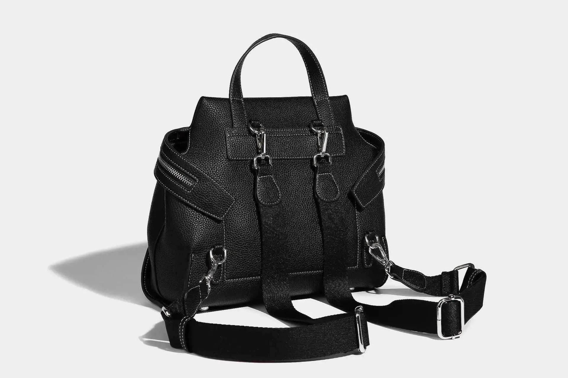 Frauen Mode Leder Rucksäcke Solide Lychee Print Schulranzen Pu Schulter Pack Große Kapazität Weibliche Pendler Griff_voghion.com