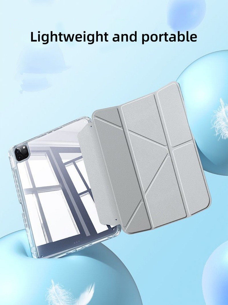 Husă pliabilă în Y pentru iPad, pentru iPad Air 11 (2024), Air6 Pro (11, 13, 10, 9,7), carcasă acrilică transparentă premium pliabilă în Y, cu suport pentru creion_voghion.com