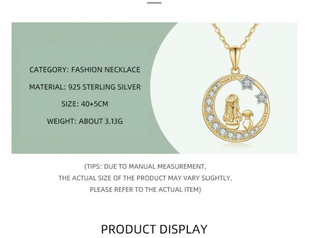 Mom And Baby Zircon Pendant Necklace In Sterling Silver Gold Tone_voghion.com