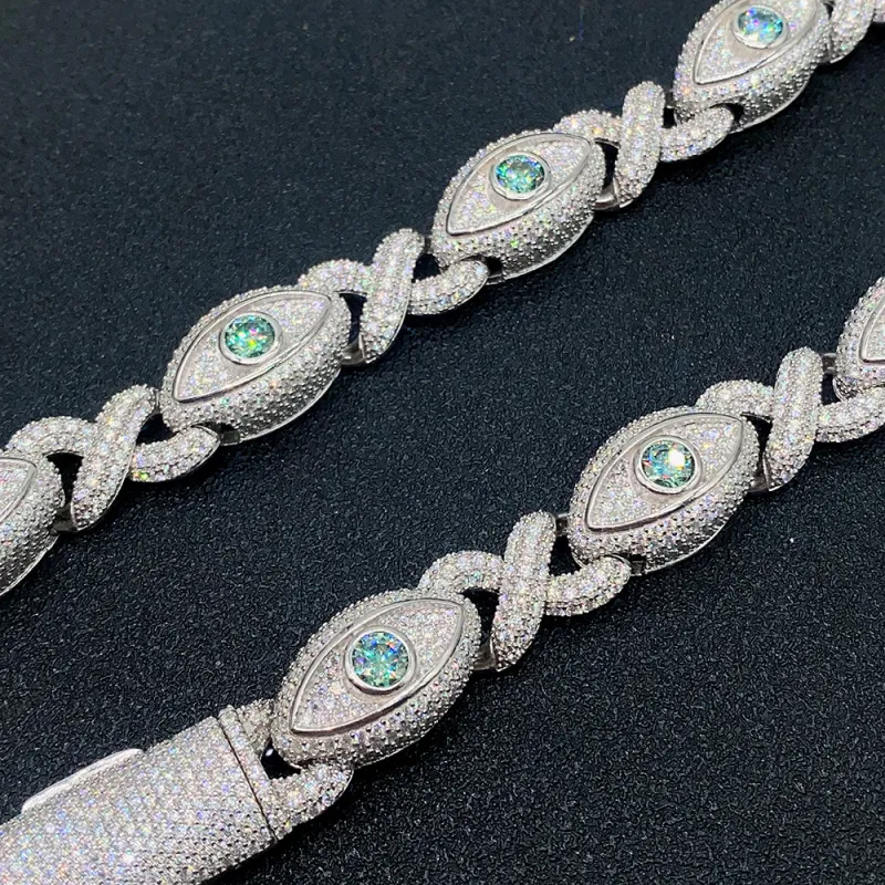 Iced Out Cuban Link Kette Mit Moissanite Diamanten Für Damen Herren_voghion.com