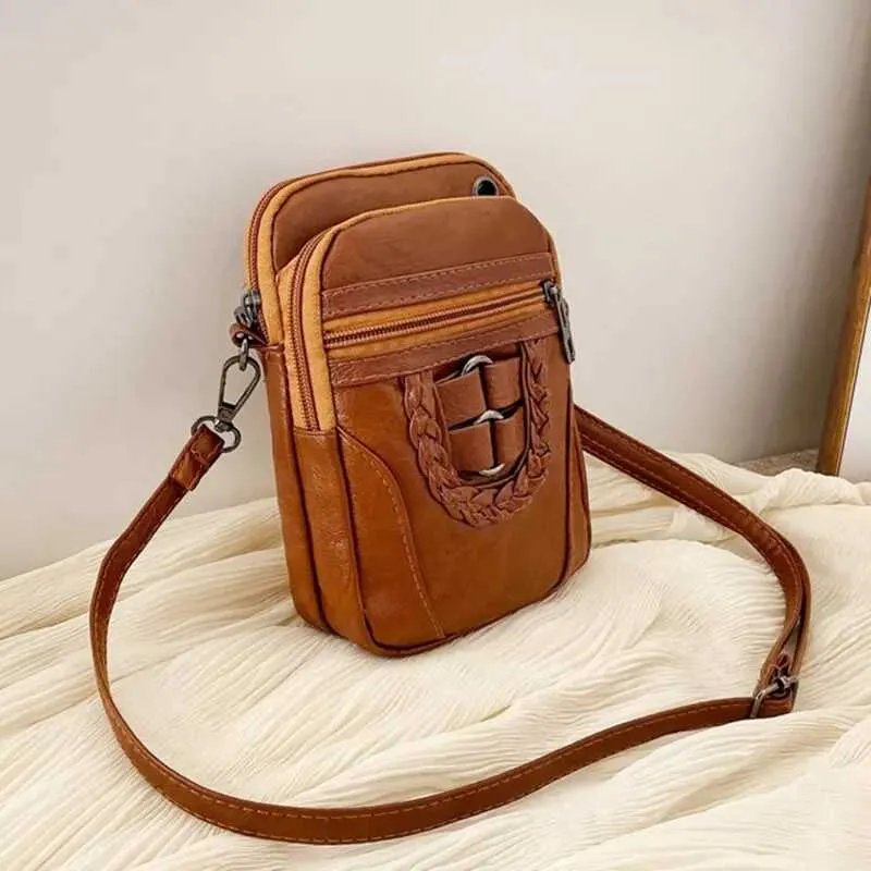 Bolsa transversal vintage de couro sintético para celular_voghion.com