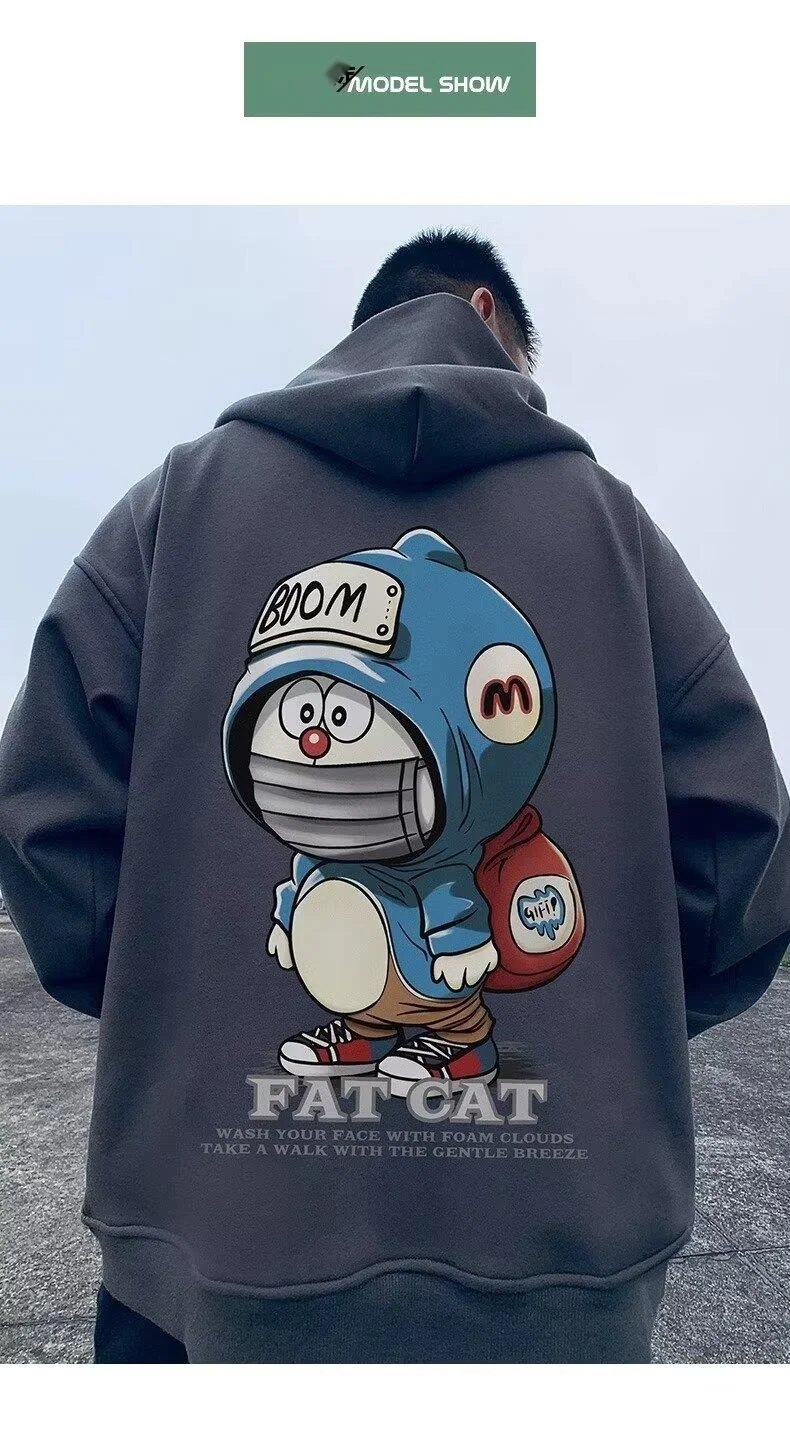 Pullover Herren Reißverschluss Cartoon mollig Übergröße Kapuze Übergroße Strickjacke Plus Fett Mantel Winter Plüsch 8XL_voghion.com