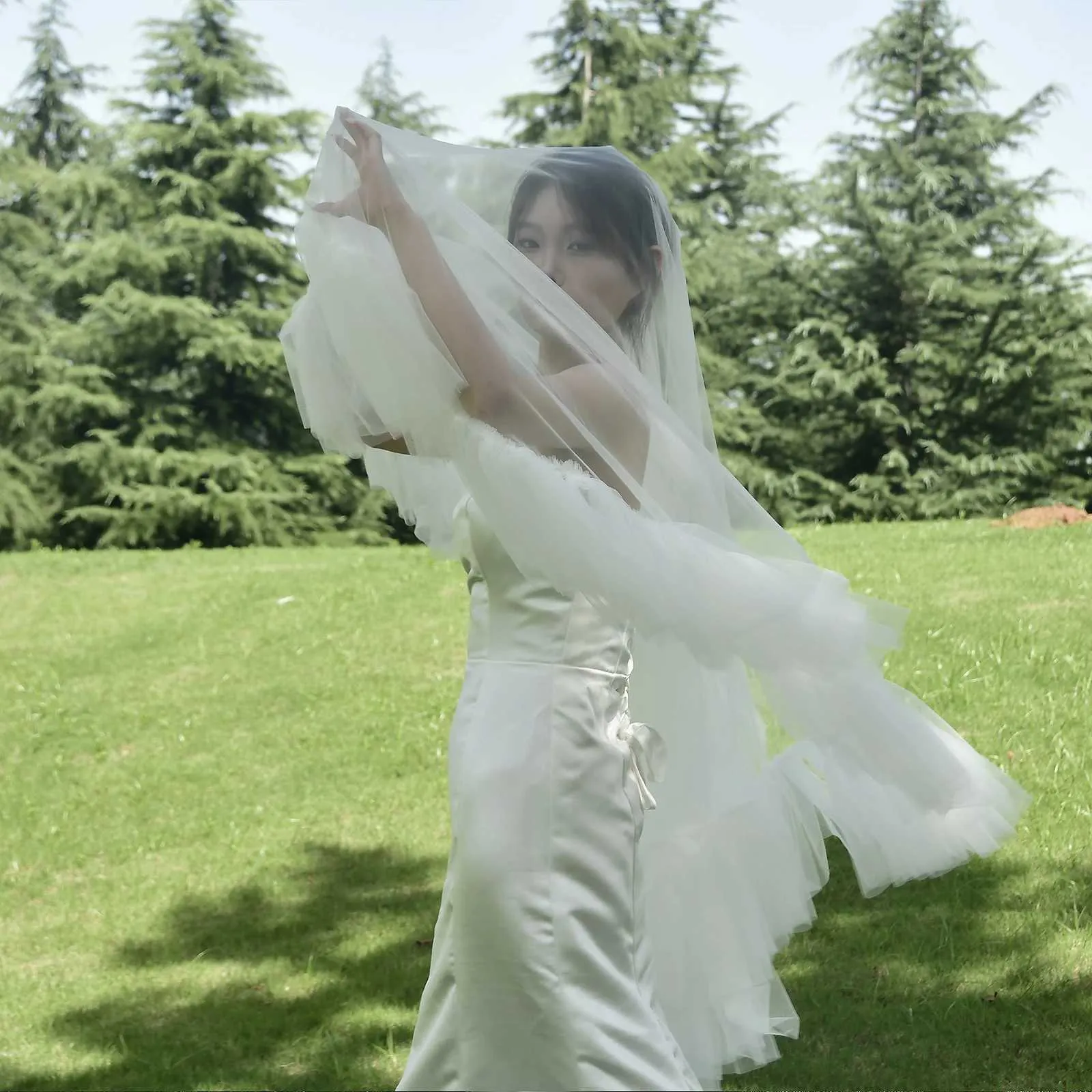 Velo da sposa corto a 2 strati con gioielli, copri viso, velo lungo fino al gomito, accessori per capelli da sposa di Halloween._voghion.com