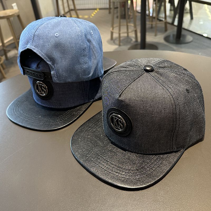 Hat men, spring and autumn denim style hip-hop for women, flat brim big head circumference, small face, baseball hat,_voghion.com