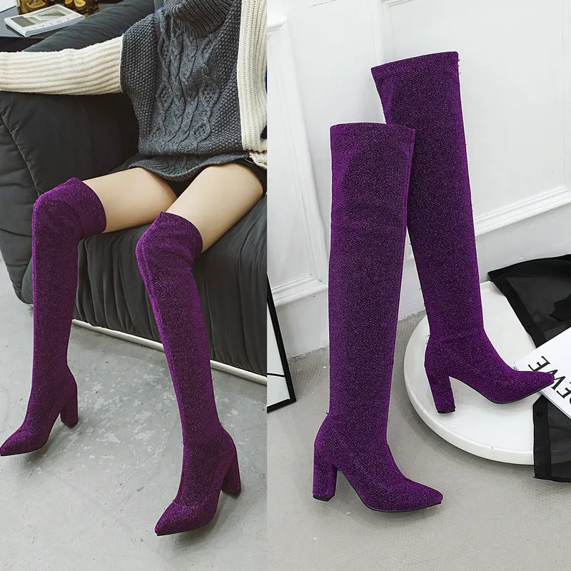 Bg luipaard Sokken Dames Overknee Laarzen Plus Size Hoge Hakken Schoenen Dames Herfst Winter Warm Lang_voghion.com