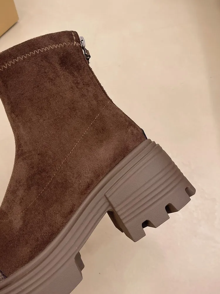 Bottes Martin à plateforme vintage pour femmes, automne 2024, style britannique, nouvelles bottes courtes fines et élastiques, Yangqi Fairy_voghion.com