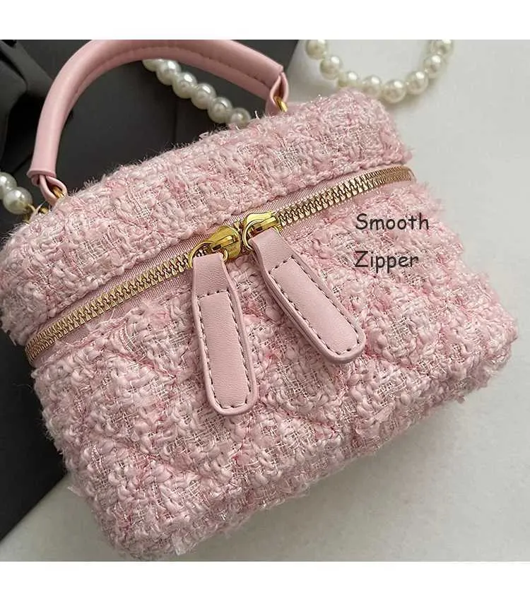 Mini Umhängetasche Für Damen Tweed Karo Klappentasche Perle_voghion.com