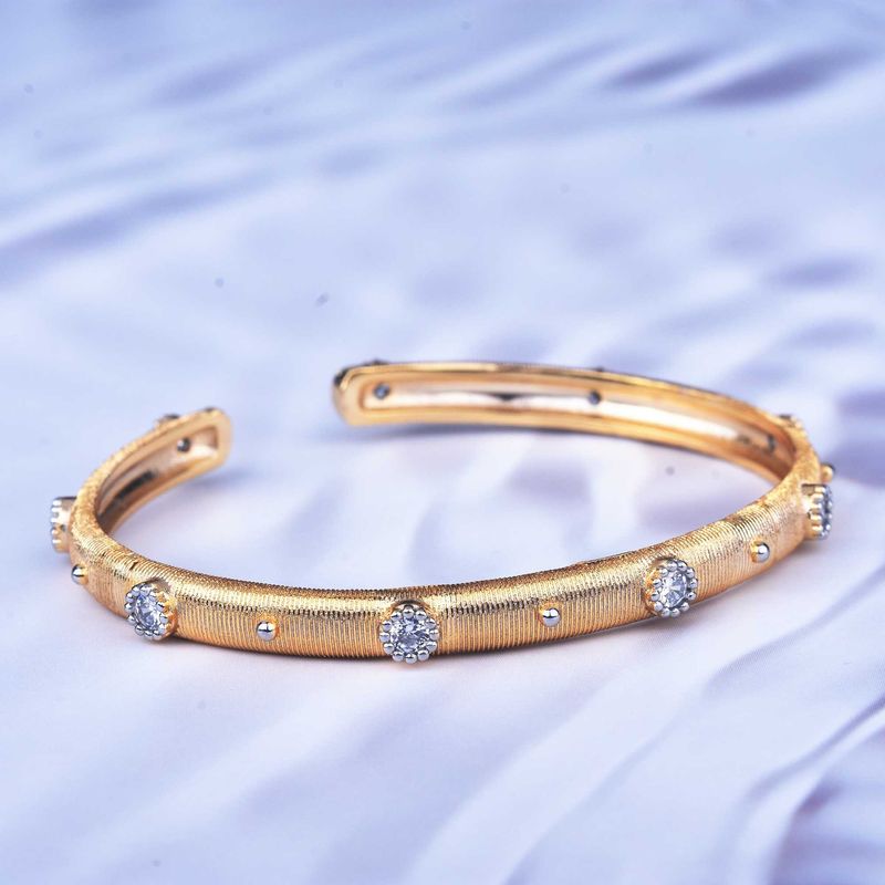 Copper Retro Plating Inlay Geometric Zircon Bangle_voghion.com