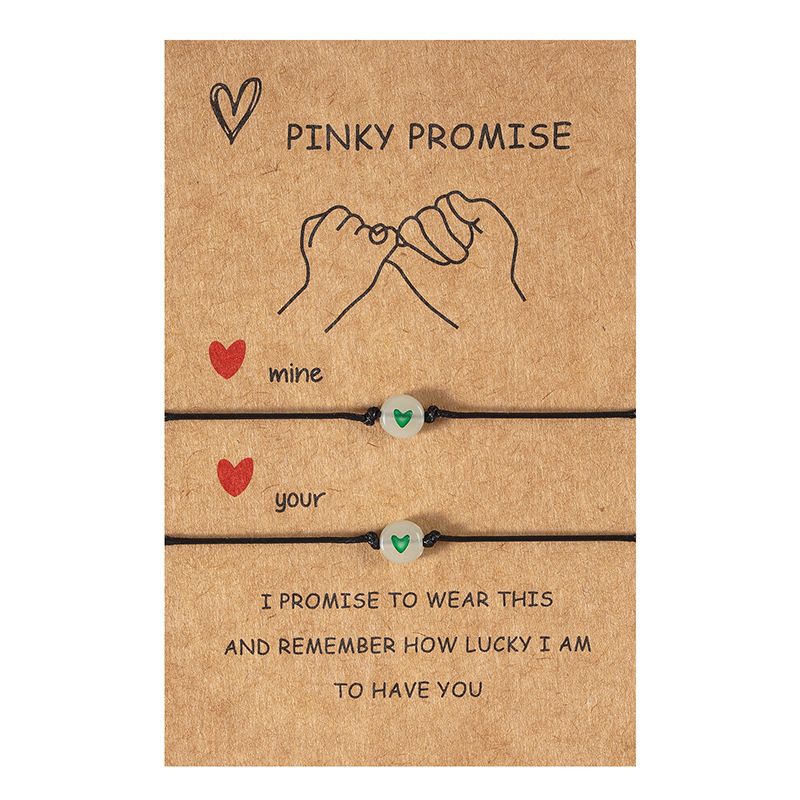 Nuovo semplice luminoso amore fortunato perlina amicizia coppia tirare gancio carta braccialetto regolabile mano corda_voghion.com