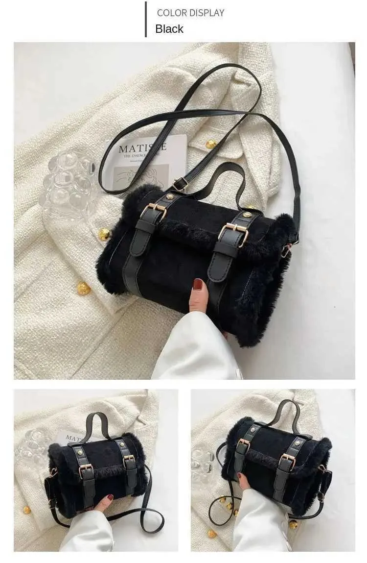 Winter Frauen Crossbody/schulter 2023 Neue Lamm Plüsch Veet Tasche Dame Kleine Quadratische Handtasche Französisch Korea StyleC241106_voghion.com