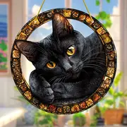 Midnight Feline Zonnevanger - 20 cm Mystiek Acrylkunstwerk. Betoverende decoratie voor op de veranda of op kantoor, het hele jaar door, een purrfect cadeau voor kattenliefhebbers._voghion.com