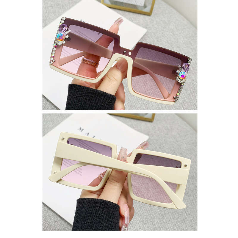 Large Frame Diamond Tinted Sunglasses, UV Resistant And Strong Light Resistant. Driver Driving, Shading, Taking Photos,_voghion.com