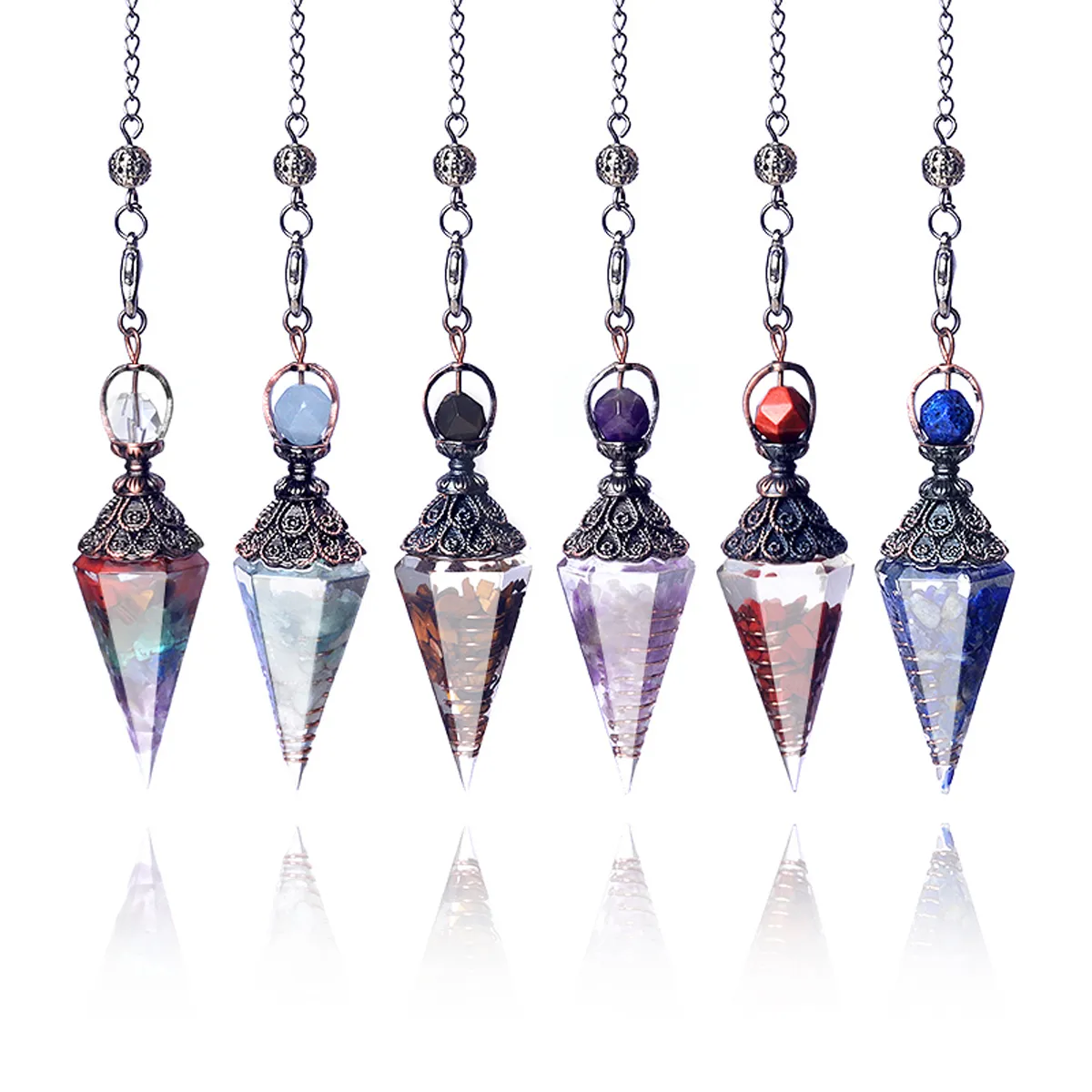 Natural Stone Pendulum Necklace Amethyst Crystal Amulet Jewelry_voghion.com