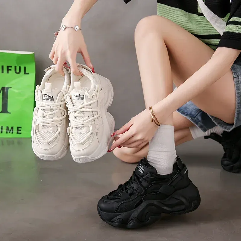 Chunky Sneakers Breathable Platform Sports Shoes Women New Fashion Sole Woman Thick Bottom Non Slip Running Trainers_voghion.com