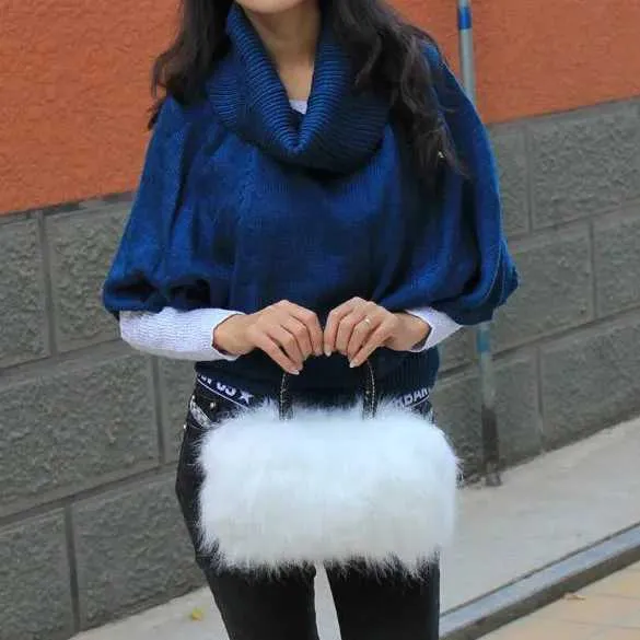 Fi Warm Artificial Rabbit Fur Handbag Designer Shoulder Plush Cross Body Bag Womens Small Wallet Winter 2019 Y241025_voghion.com