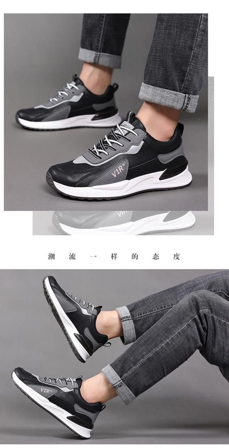 Zapatos deportivos casuales de suela gruesa versátiles para hombre, de cuero, para correr, de algodón, del mismo estilo, nuevos, 2024_voghion.com