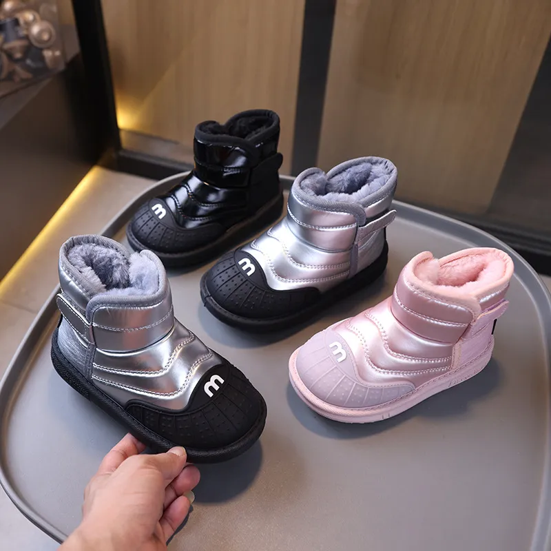 Winter Kids Youth Cotton Shoes Fashion Boys Girls Ankle Boots Littlesprouts Soft Bottom Warm Student Boot Sier Black_voghion.com