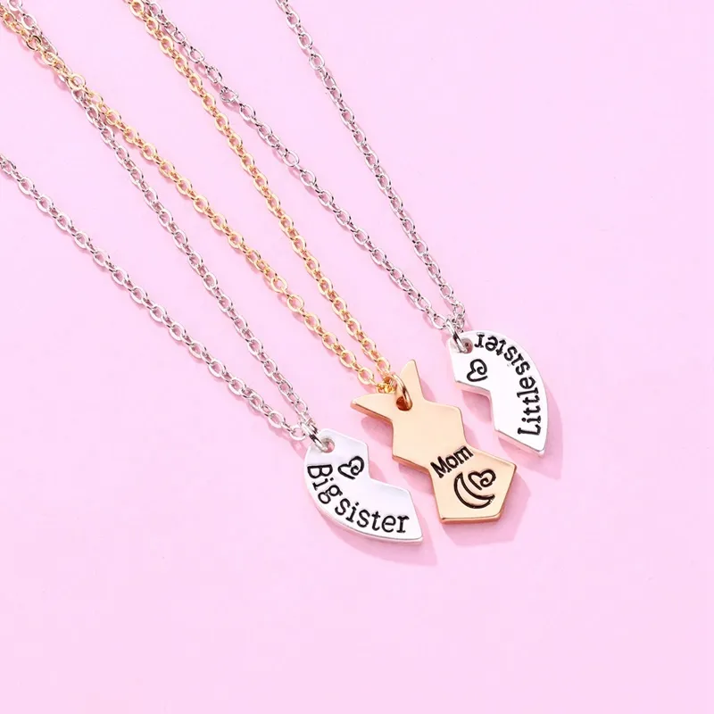 Moeder zus hartjes ketting set met hanger voor dames_voghion.com
