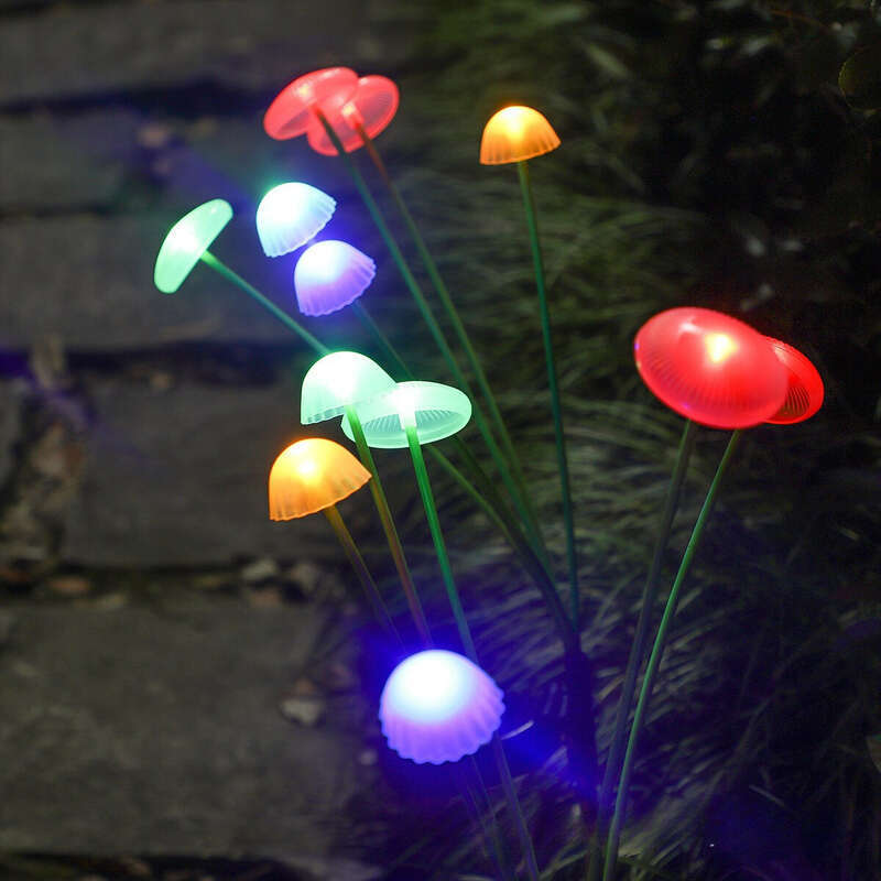 LED Solar Silikon Pilz Boden Stecker Quallen Outdoor Garten Hof Atmosphäre Dekoration Rasen Lampe_voghion.com