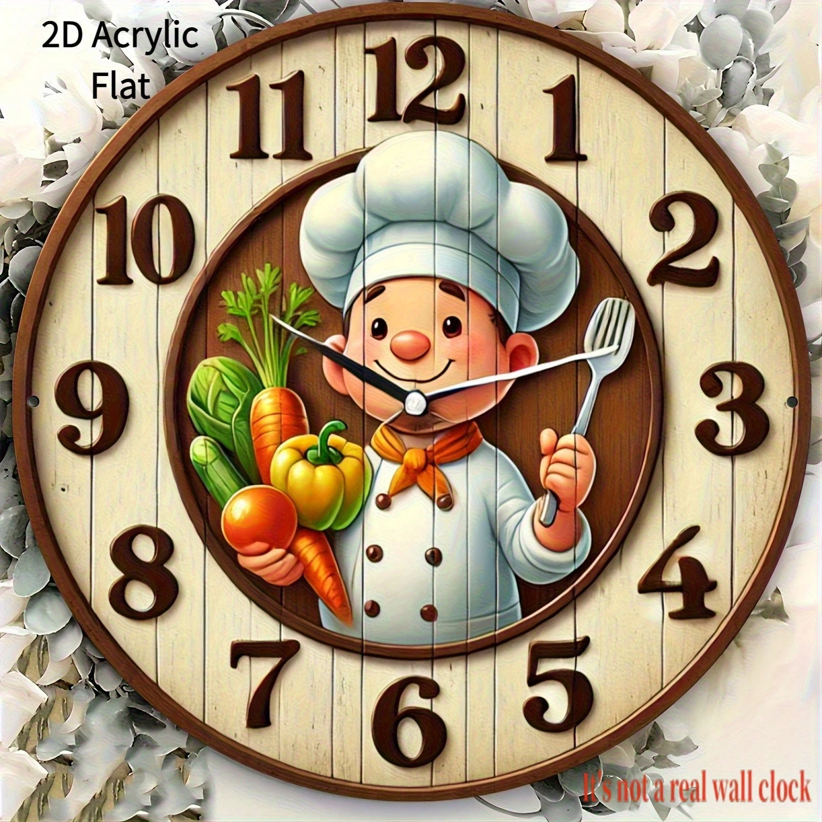 Modern Chef Theme Round Wall Decor,Not Real Clock,Handmade Wooden Decor, Multipurpose For Home,Office, Bedroom-No Battery, Bedroom Decor Home Decor_voghion.com