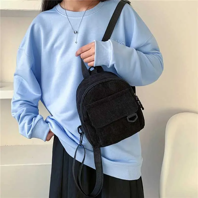 Zaino in velluto a coste da donna borsa a spalla alla moda_voghion.com