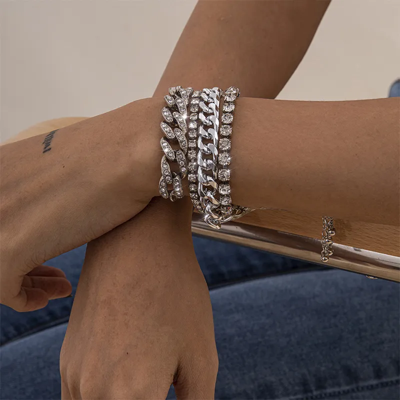 Multilayer Rhinestone Bracelet Set For Women Adjustable Crystal Charm_voghion.com