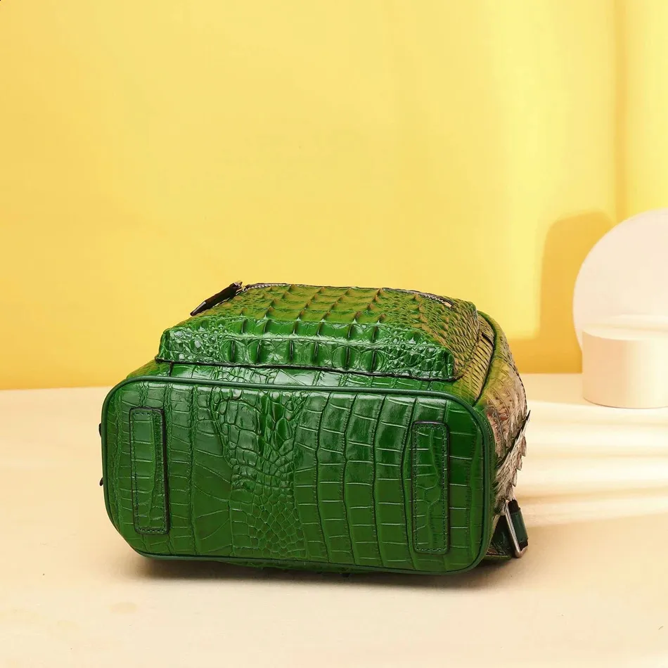 Real Cowhide leather pattern Large Capacity Womens School Travel Backpack Bag 240816_voghion.com