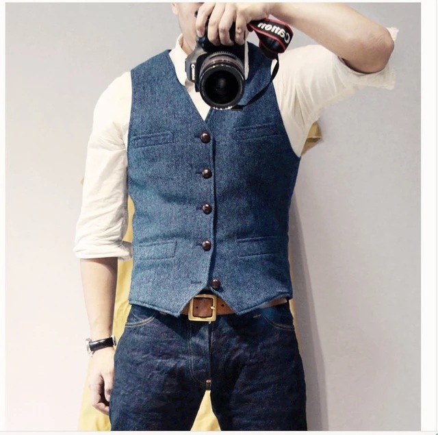 Men's clothing slim herringbone vest casual business professional formal wear_voghion.com