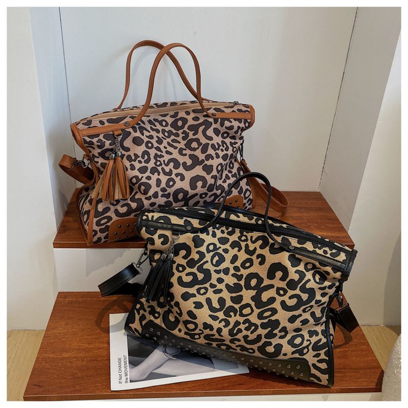 Handtaschen Große Kapazität im französischen Stil Damen 2023 Neue Tasche mit Leopardenmuster Einkaufstasche_voghion.com