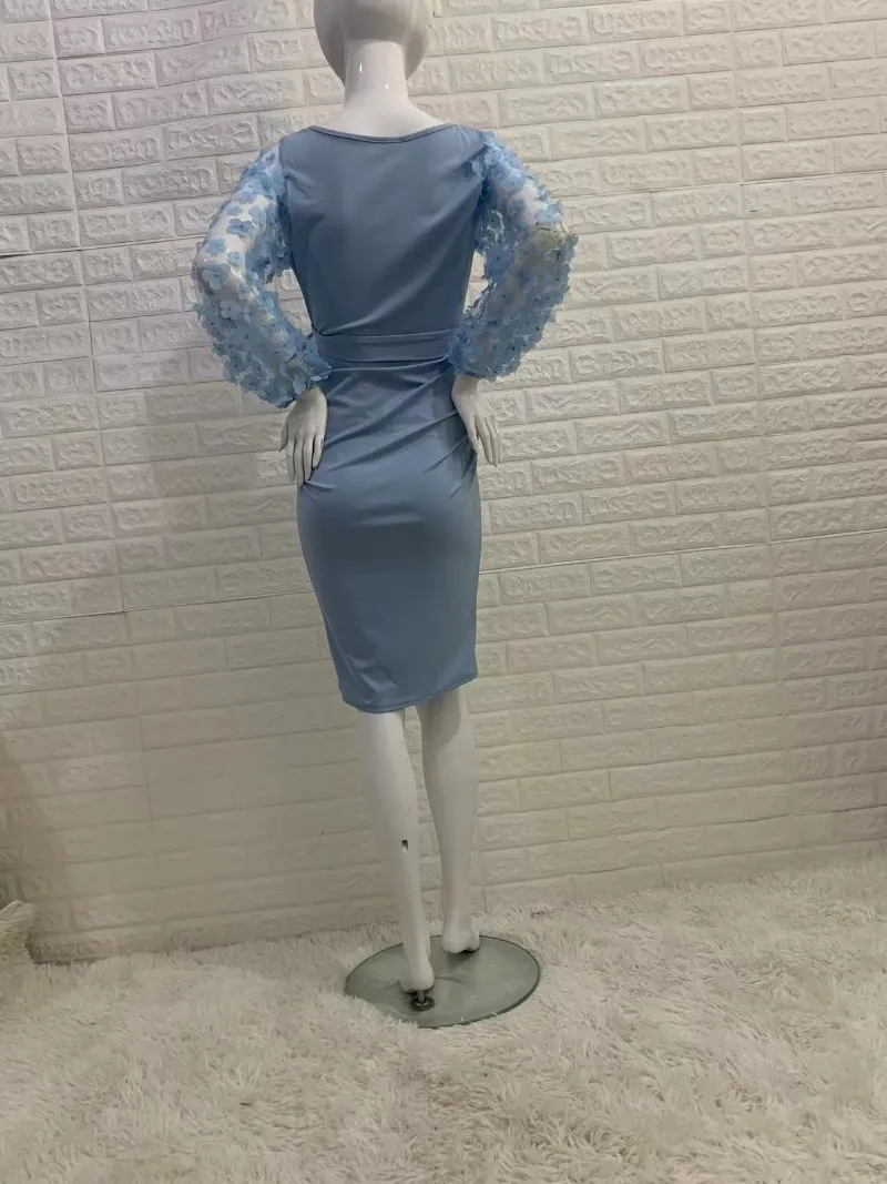 Women Flower Sleeved Photography Props Stretch Long Maternity Dresses for Pregnant Photo Shoot Clothing_voghion.com