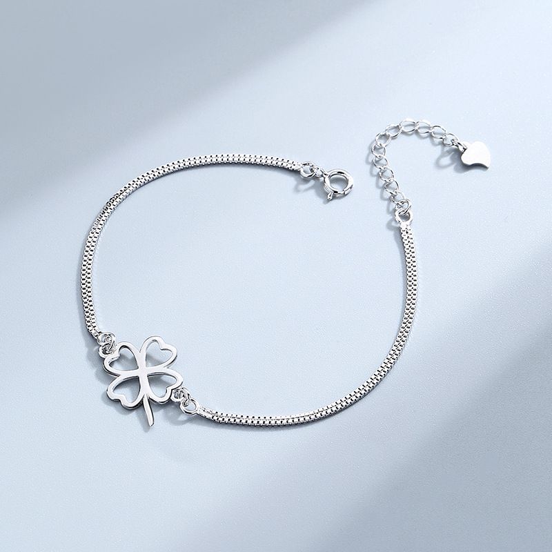 S quadrifoglio per ragazze, argento sterling, design di nicchia, gioielli per le mani, personalità alla moda, braccialetto versatile_voghion.com