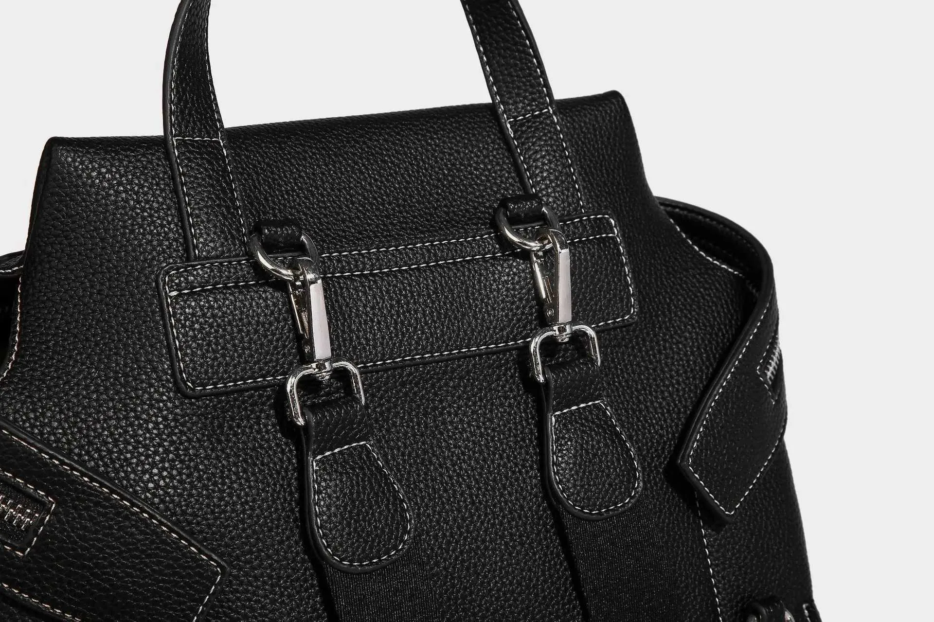 Frauen Mode Leder Rucksäcke Solide Lychee Print Schulranzen Pu Schulter Pack Große Kapazität Weibliche Pendler Griff_voghion.com