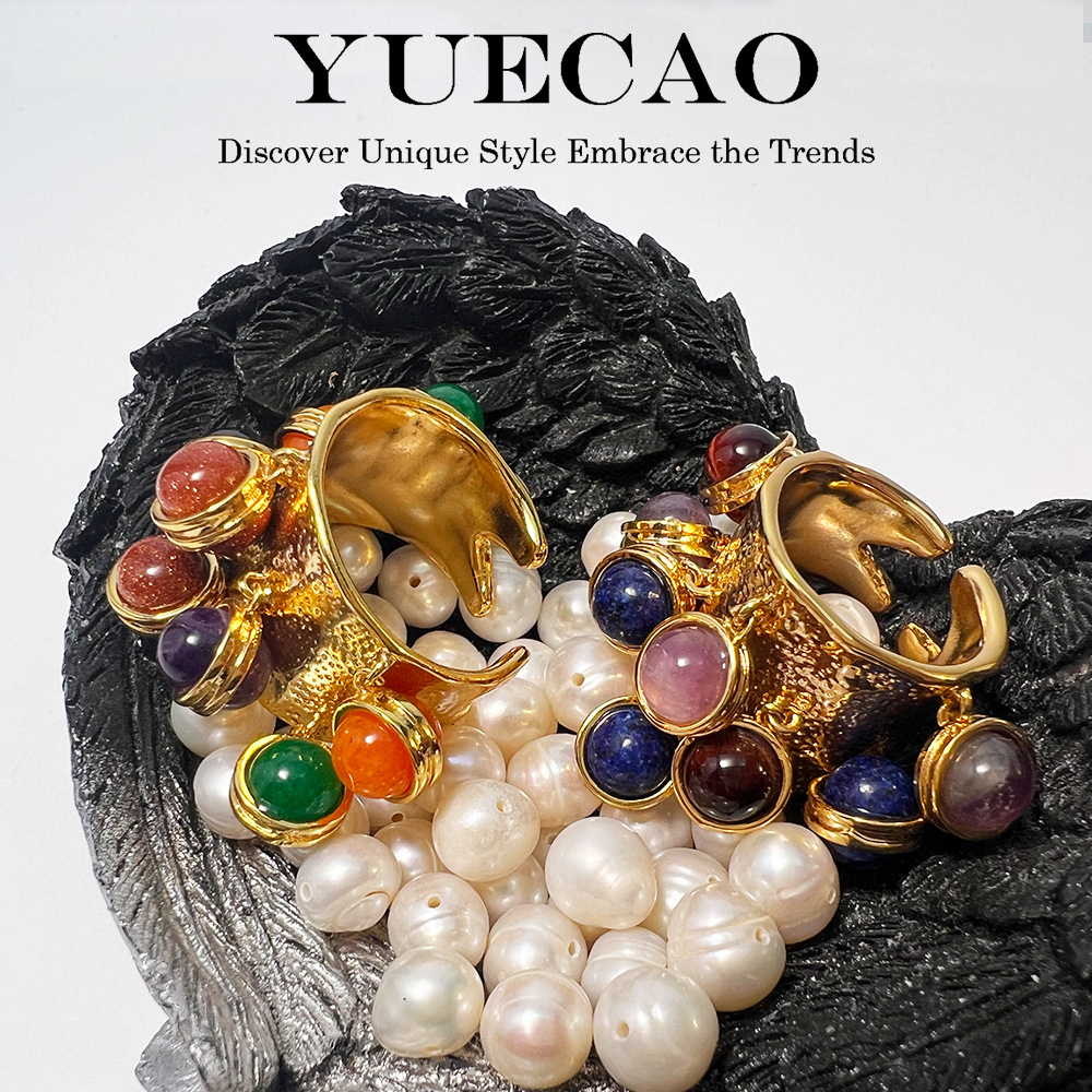 Anillo Duobao que no se decolora con diseño pequeño y piedra natural de gran venta en Instagram_voghion.com