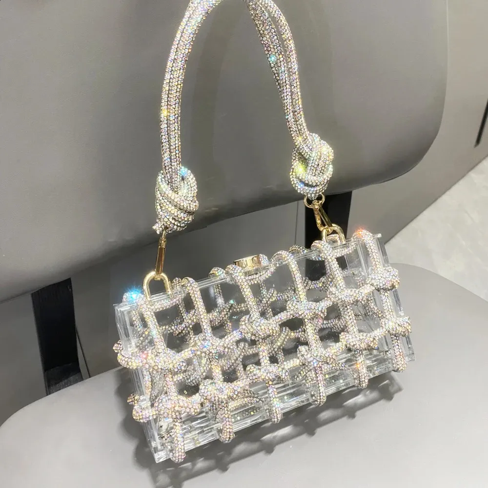 Handvat Rhies Evening sier Crystal handgemaakte tassen voor vrouwen portemonnees en handtassen bankettas 240827_voghion.com