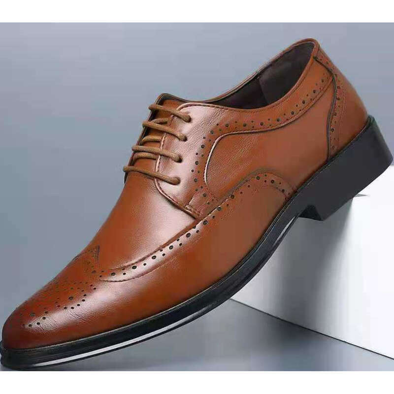 Summer Carved Business Suit, British Style Chunky Leather Shoes_voghion.com
