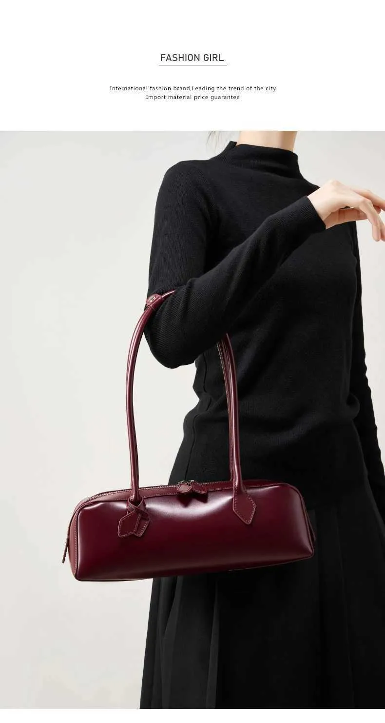Genți de umăr coreene din piele naturală Hifashion pentru femei, genți de mână cu mâner lung, tip cârnat, pentru femei_voghion.com