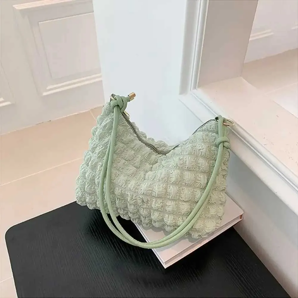 Gesteppte Damen Schultertasche Aus Canvas Gefaltete Handtasche_voghion.com