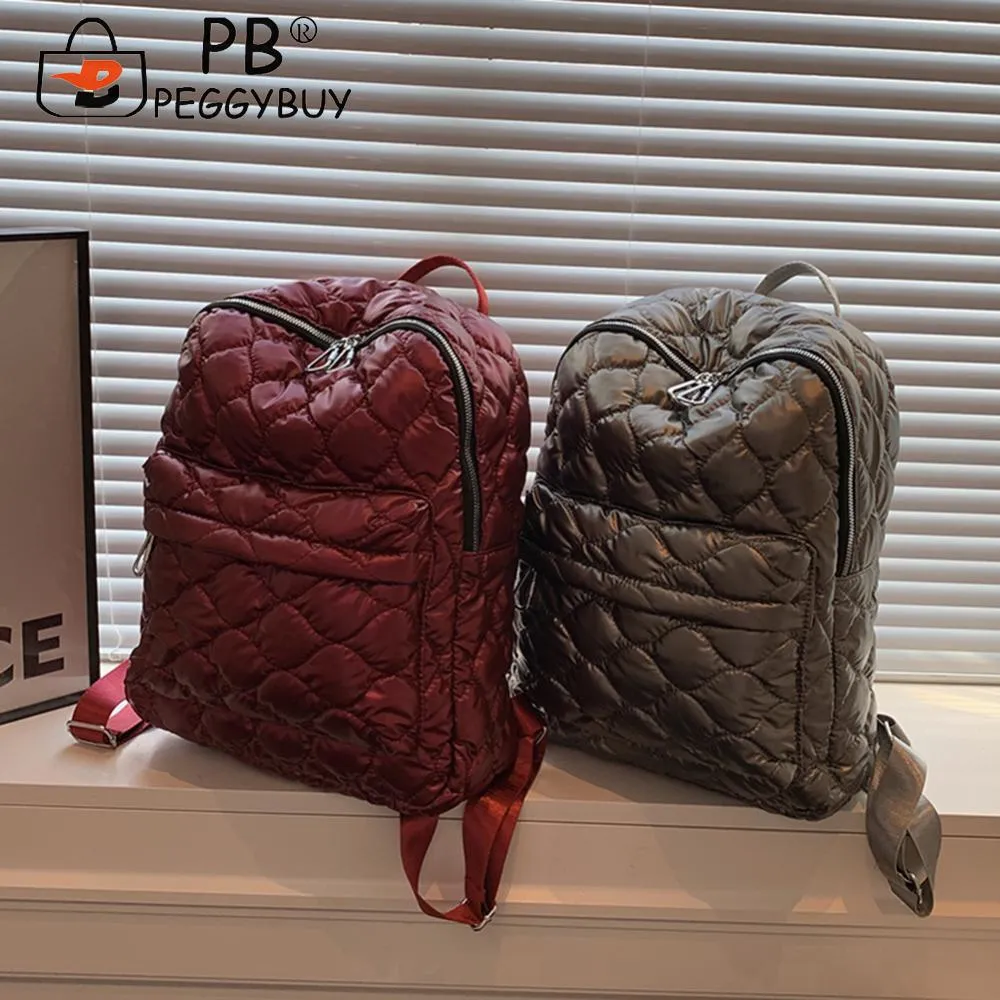 Women Shoulder Backpack Quilted Fashion School Back Pack Rhombus Pattern Large Solid Casual For Travel Lady Girl Bagpack_voghion.com