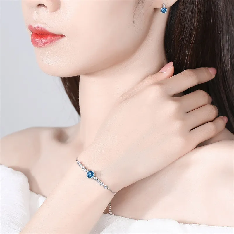 Sterling silver armband med ädelsten hjärta och klöver för damer_voghion.com
