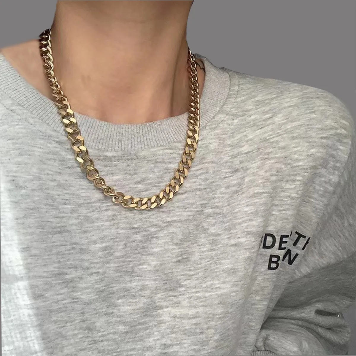 Catene Moda Europea E Americana Uomo Collana In Rame Puro Placcato Con Oro/S Argento Doppia Catena Cubana Stretta Hip-hop_voghion.com