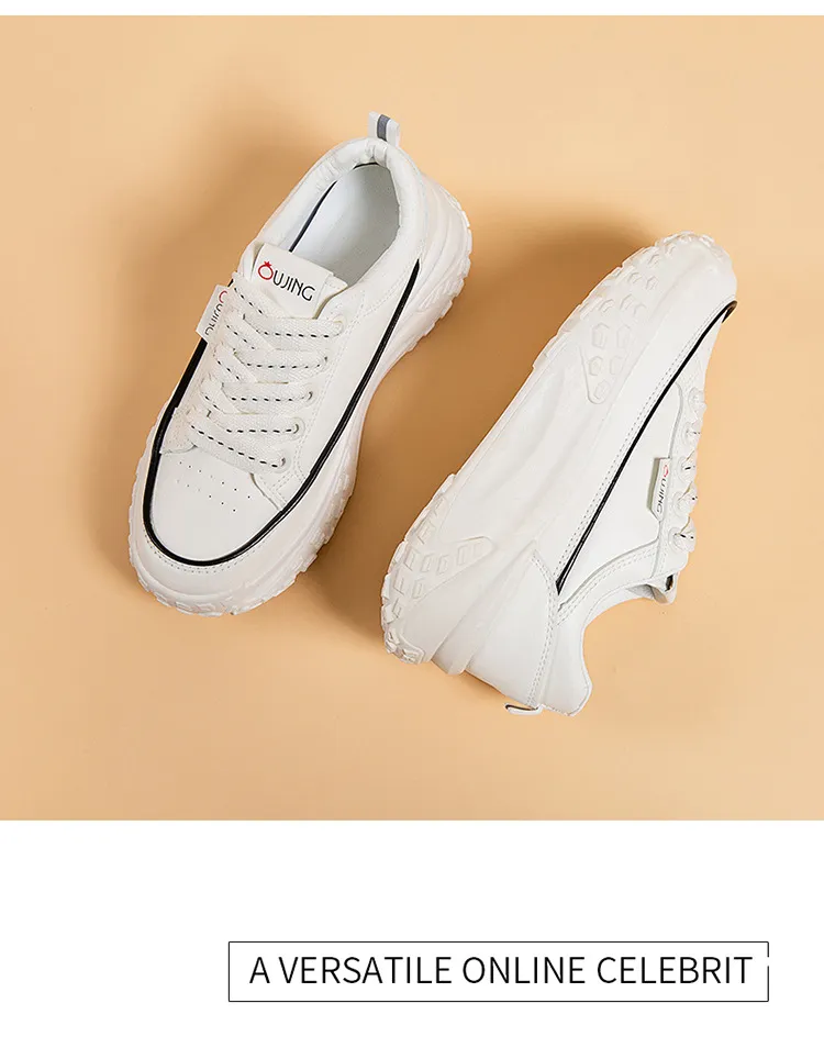 Zapatos deportivos informales de suela gruesa para mujer, de primavera, nuevos, versátiles, cómodos, transpirables y con plataforma, pequeños, blancos, con diseño de bizcocho._voghion.com