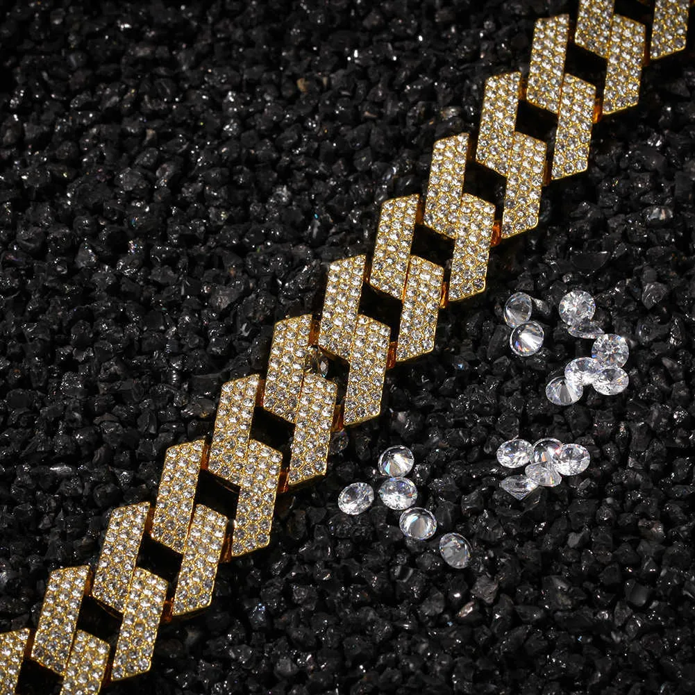 Bracelet cuban link iced out pour homme avec strass en strass_voghion.com